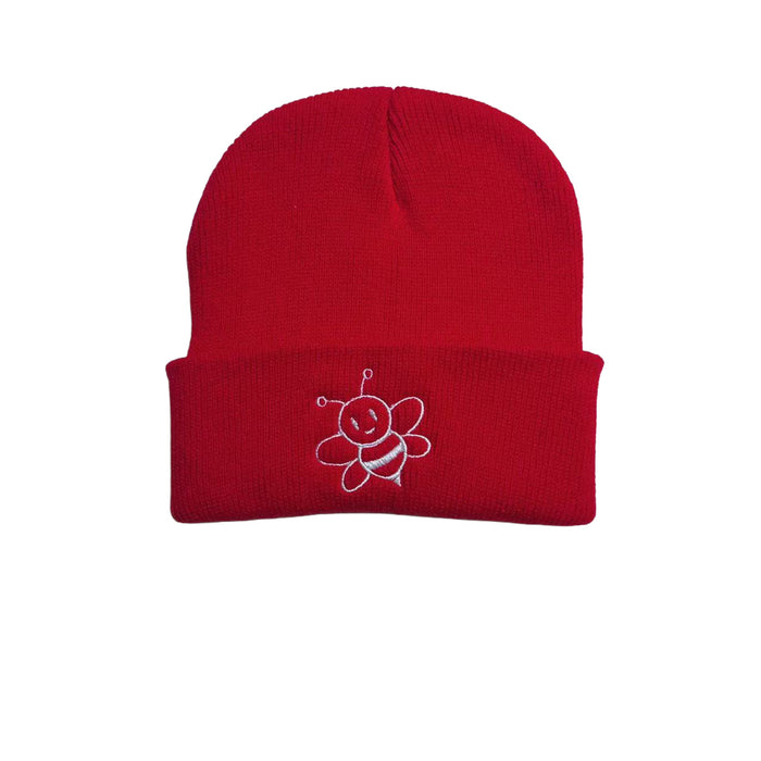 Wholesale Children' s embroidered bee knitted acrylic wool hat cute all-match warm earmuffs