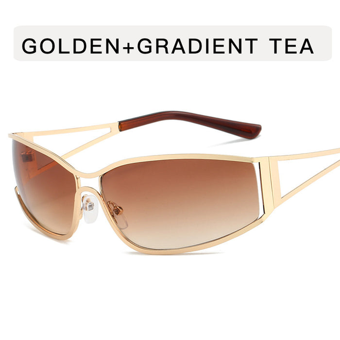 Wholesale Personalized sunglasses, hollow metal sunglasses, cycling narrow frame sunglasses