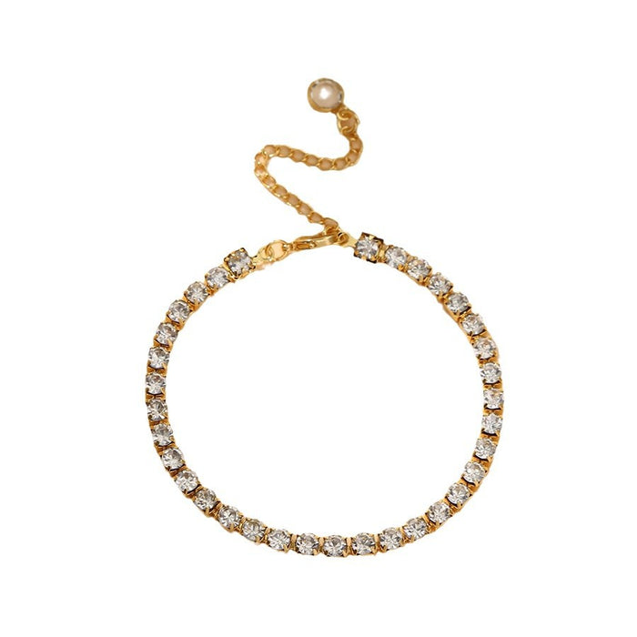 Wholesale Popular rhinestone claw chain versatile temperament bracelet copper plated real gold non fading accessory