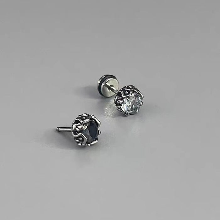 Wholesale studs men's simple design niche black titanium steel boys earrings