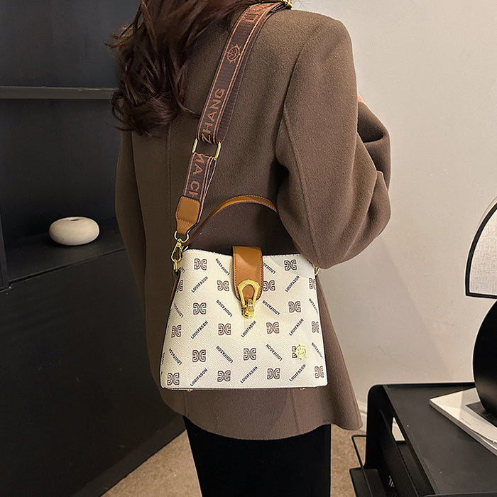 Wholesale Printed Letters Large Capacity Shoulder Crossbody Bucket Bag JDC-SD-CB023