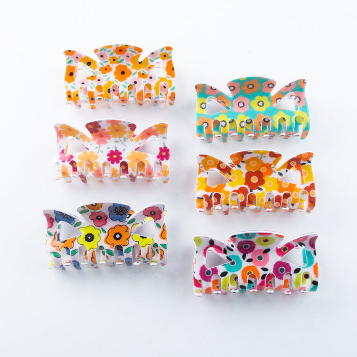 Wholesale Bow-Shaped Flower Pattern Hair Clip