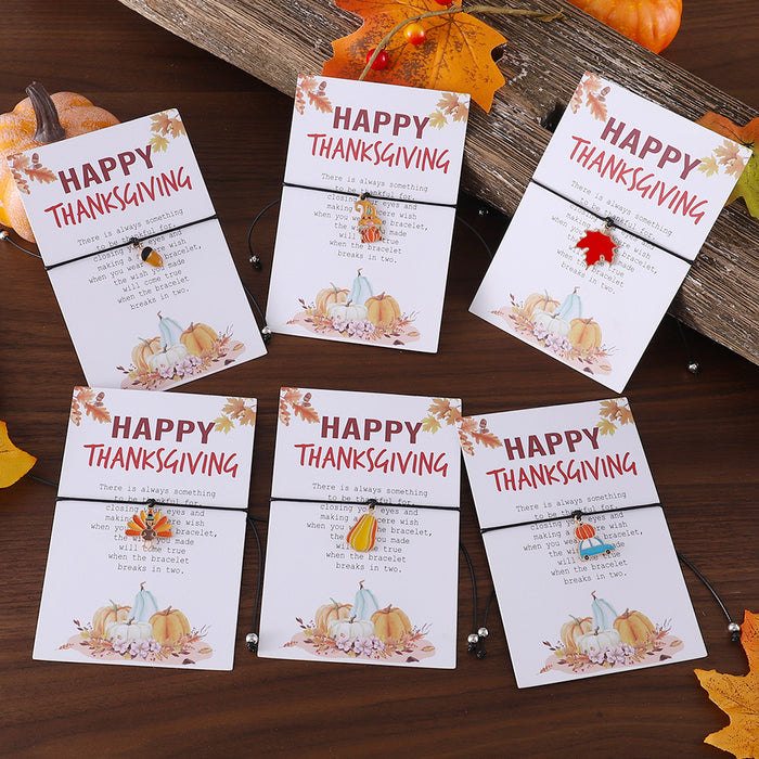 Wholesale Thanksgiving Personalized Creative Maple Leaf Turkey Pine Cone Bracelet Simple Color Card Jewelry