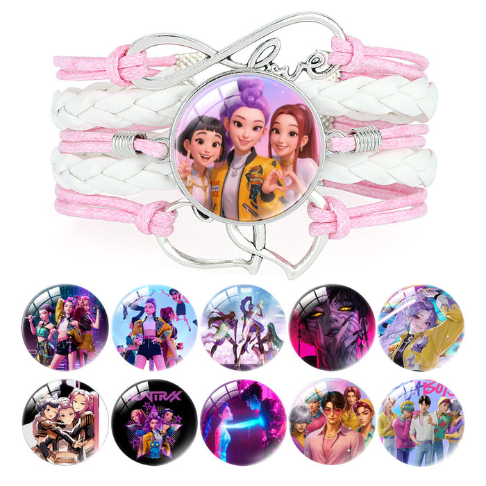Wholesale KPOP Multi-layered Color-blocked Anime Character Crystal Bracelet