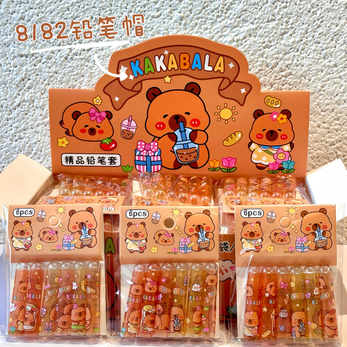Wholesale 6pcs/set Cute Transparent Pencil Cap Protectors