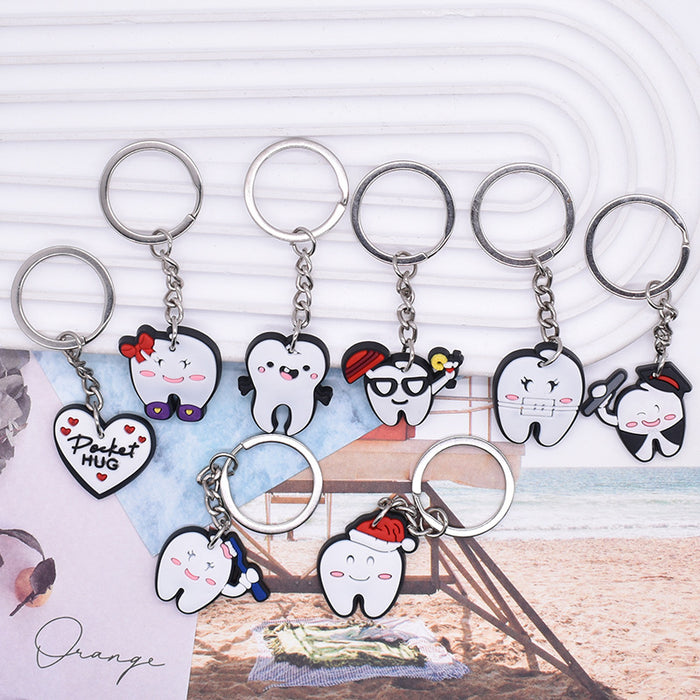 Wholesale 10 PCS  Cartoon Keychain School Bag Pendant Ring Hanging PVC Soft Glue Keychain