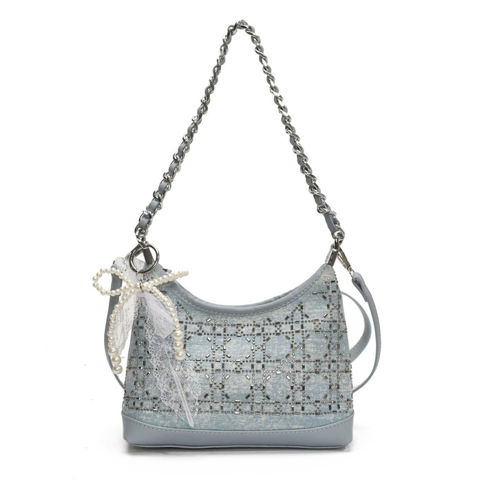 Wholesale New trendy and versatile shoulder bag for women, with a high-end feel and a rhinestone chain texture. Commuter crossbody bag
