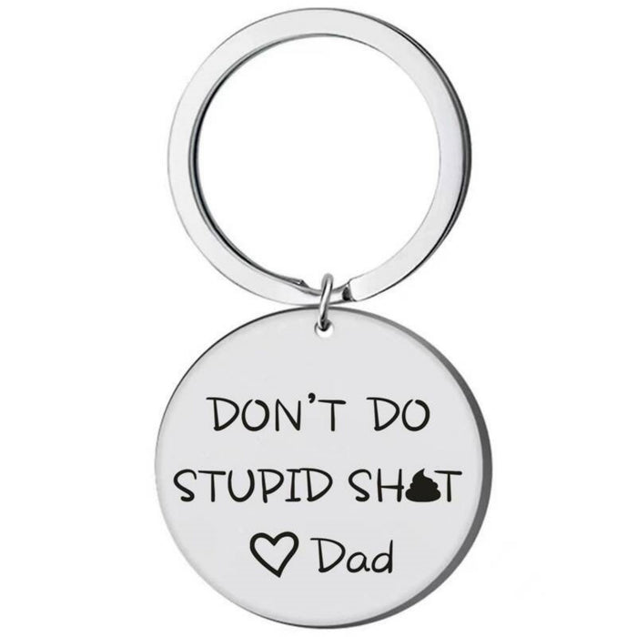 Wholesale Father's Day Mother's Day Round Engraved Stainless Steel Keychain JDC-KC-HuiWen021