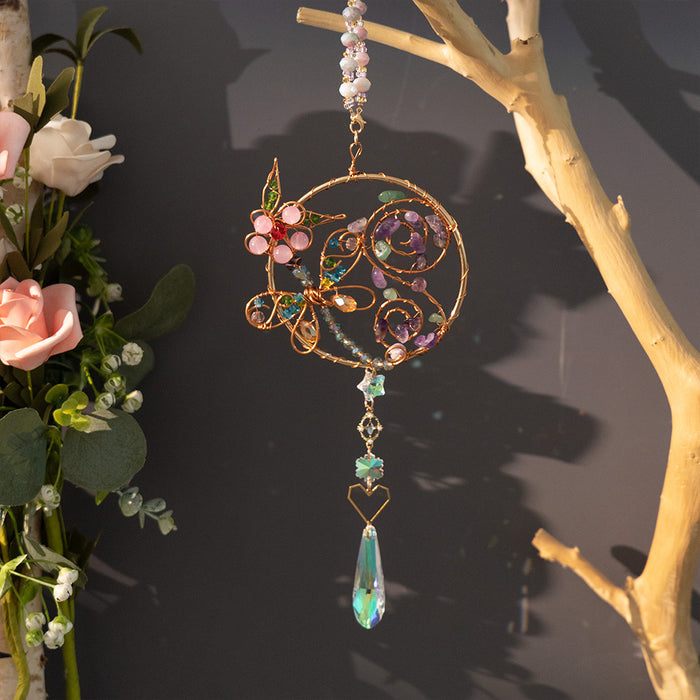 Wholesale Amethyst Crystal Animal Wind Chime Dragonfly Design Modern Decorative