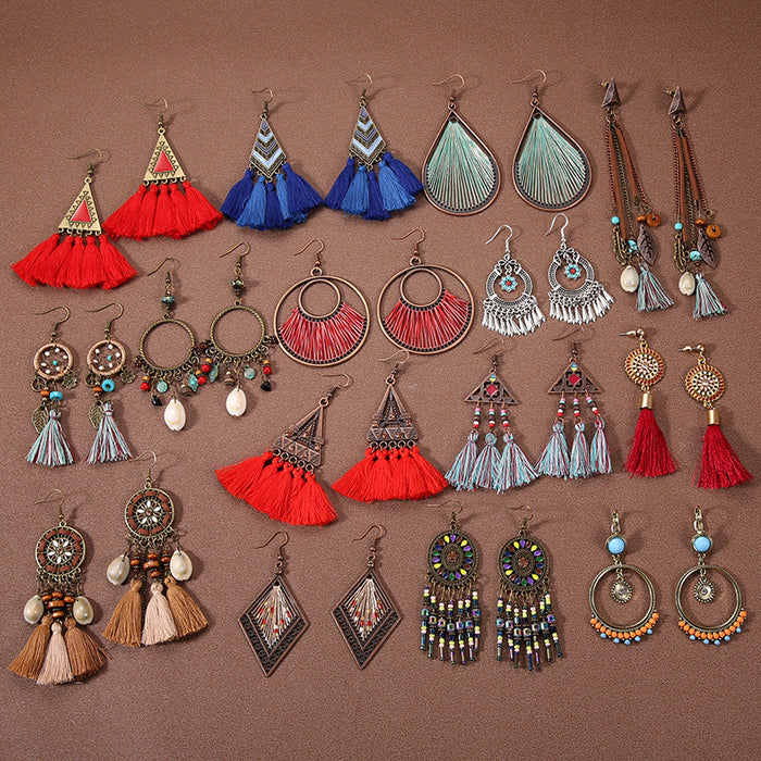 Wholesale Alloy Bohemian Ethnic Style Su Long Earrings JDC-ES-Gumi011