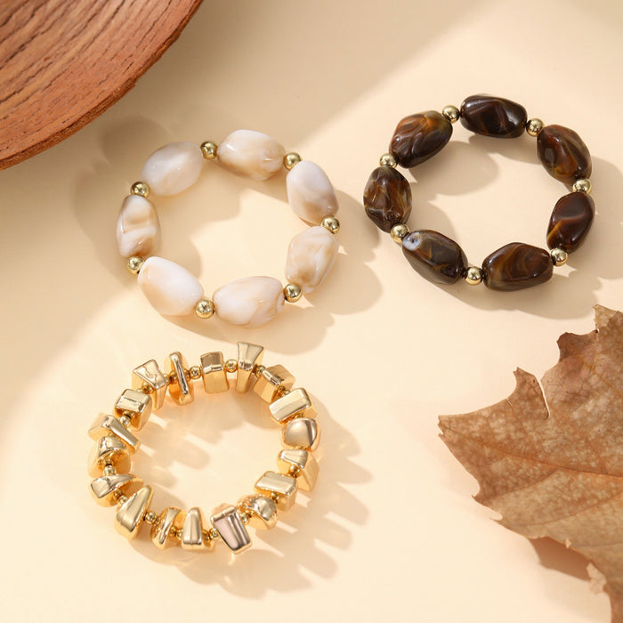 Wholesale Resin Retro Color-Contrast Beaded Bracelet Handmade Woven Stackable Jewelry Accessory MOQ≥2