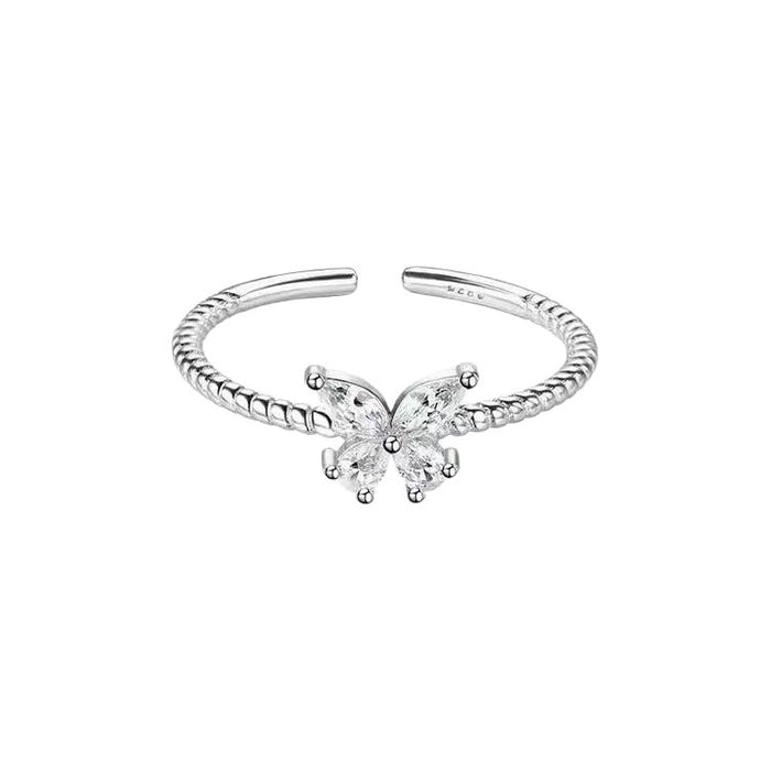 Wholesale Flash Diamond Butterfly Ring Finger Ring Summer Cold Wind Ring