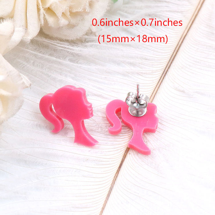 Wholesale Pink Female Red English Alphabet Two-color Acrylic Earrings JDC-ES-XiaoY001