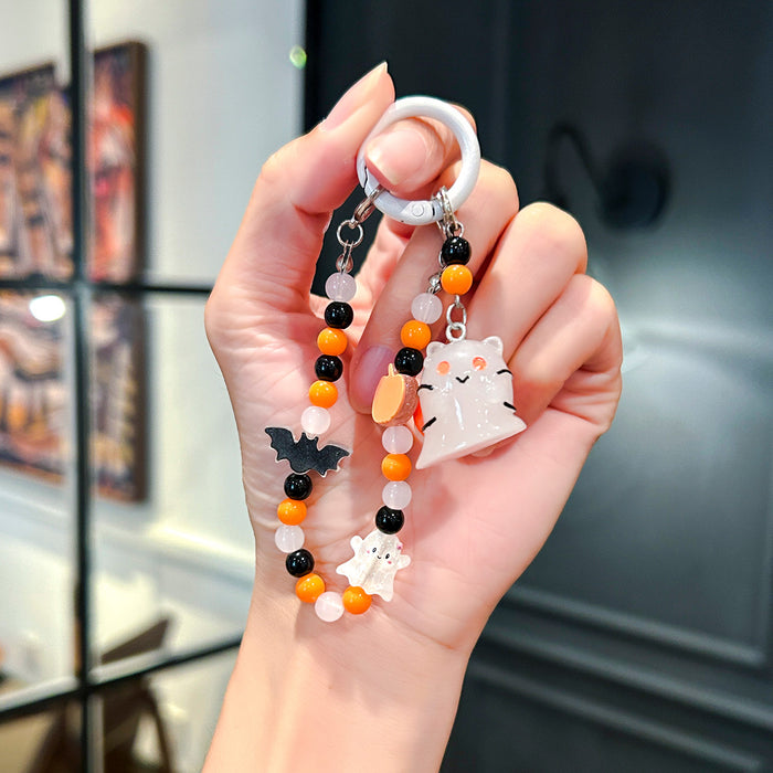 Wholesale Cartoon Ghost Pendant Mobile Phone Lanyard Beaded Candy Color Pendant Handmade Key Chain Lanyard