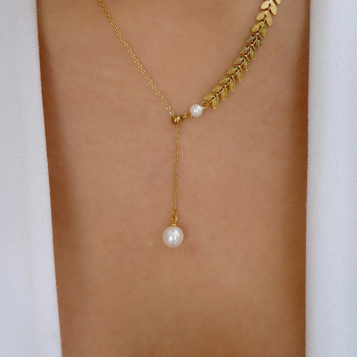 Wholesale Jewelry Simple Pearl Clavicle Chain Women's Fashion Versatile Alloy Multi layer Necklace