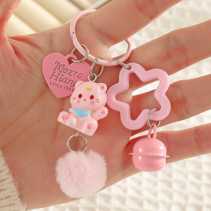 Wholesale Cute Cat Bell Keychain Bag Charm Decorative Accessory For Backpacks Gift