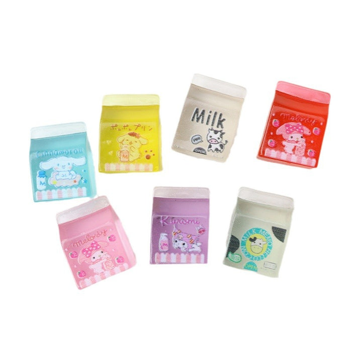 Wholesale 10pcs Mini Luminous Milk Box DIY Resin Accessories JDC-FK-YaoL013