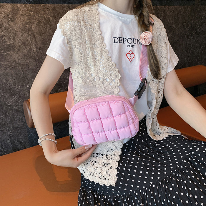 Wholesale Candy Color Plaid Nylon Crossbody Waist Bag JDC-SD-Runj001