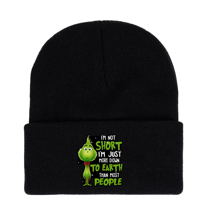 Wholesale Green Monster Knitted Hat Printed Earmuffs Windproof Wool Hat Japanese Style Dome Basic Warm Autumn and Winter Men and Women JDC-FH-WDM012