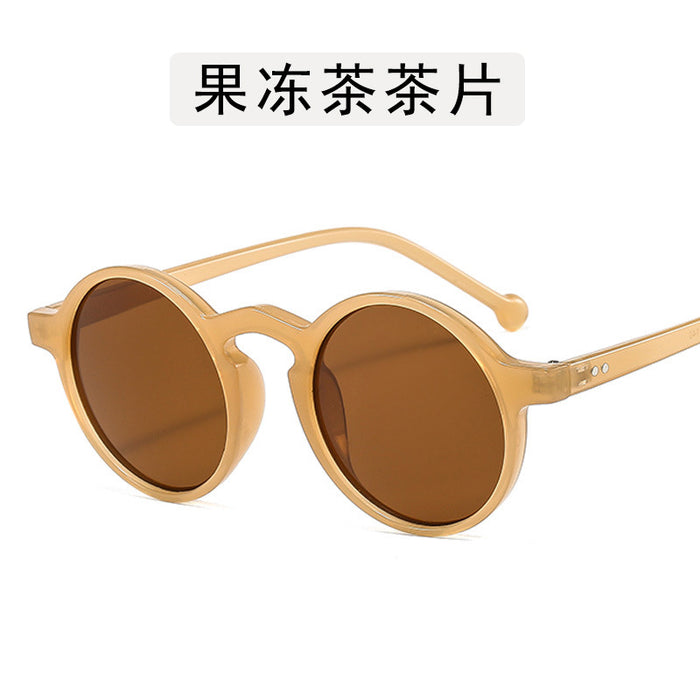 Wholesale New round frame crown prince sunglasses, trendy large frame sunglasses, rice nail sunglasses