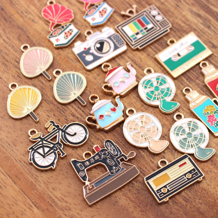 Wholesale 10pcs Nostalgic sewing machine twenty-eight Rod diy alloy oil earrings pendant key chain pendant jewelry accessories