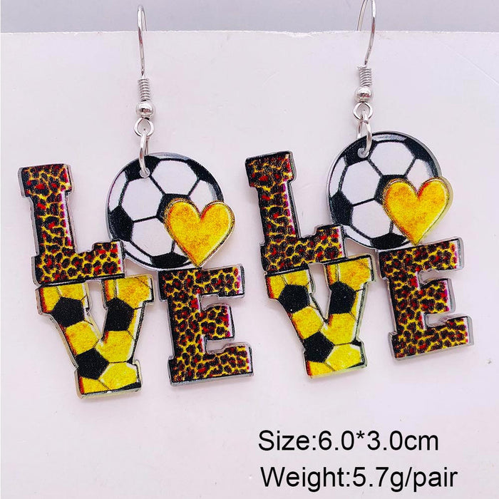 Wholesale football acrylic earrings lovely U-shaped leopard print earrings sports earrings jewelry