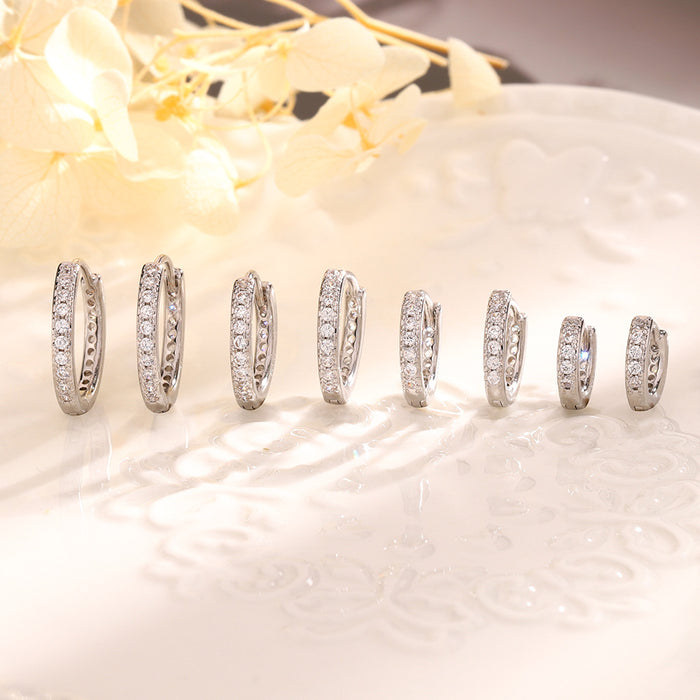 Wholesale Full diamond earrings, fashionable and classic circle zircon earrings, layered and worn