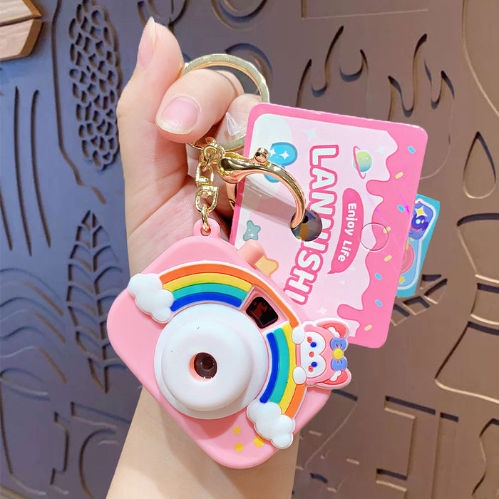 Wholesale Cute Cartoon Rainbow Projection Camera PVC Keychain (S) JDC-KC-ZhongC011