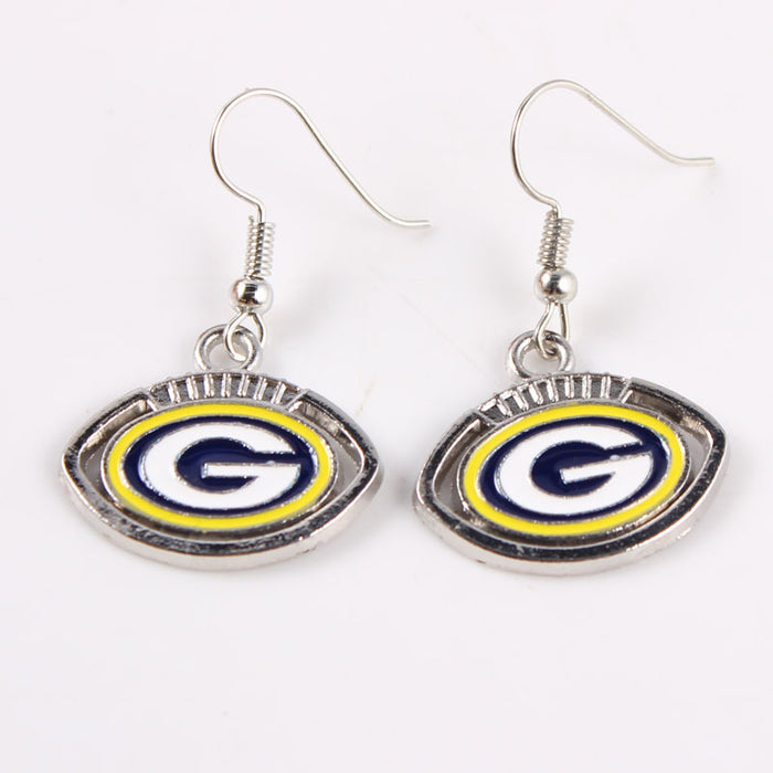 Wholesale team earrings earrings  rugby shape earrings lightning cowboy chief pirate Steelman