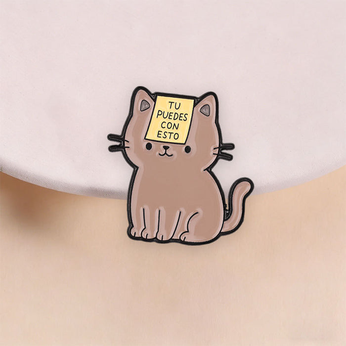 Wholesale Stylish Cat Inspirational Brooch Zinc Alloy Enamel Pin For Students Backpack Accessory Resale