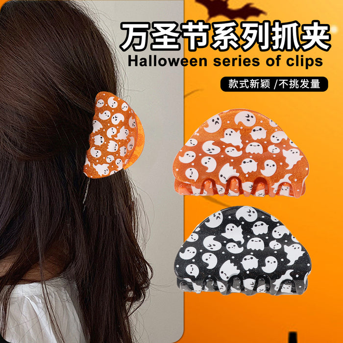 Wholesale PVC  Glow In The Dark Pumpkin Ghost Shark Hair Clip Boutique Resale Hair Accessory