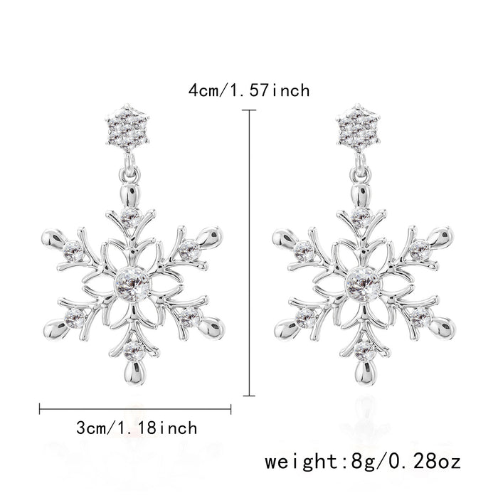 Wholesale Christmas Ornaments Diamond Snowflake Earrings