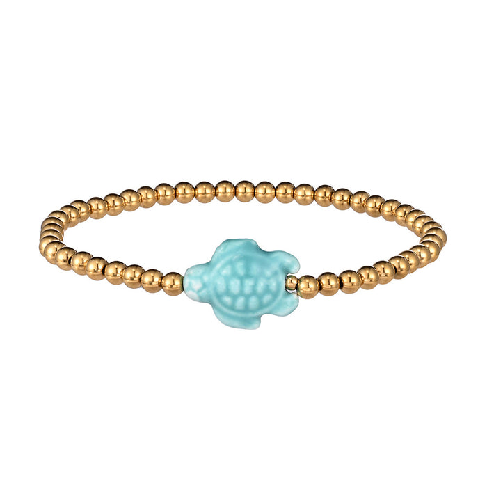Wholesale Swimming wearable mini bracelet accessory ceramic conch animal turtle titanium steel non fading bracelet