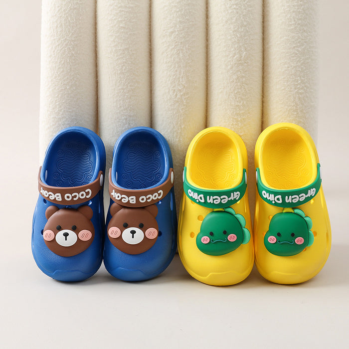 Wholesale Bear closed toe anti-collision children's slippers indoor non-slip cartoon baby beach hole shoes