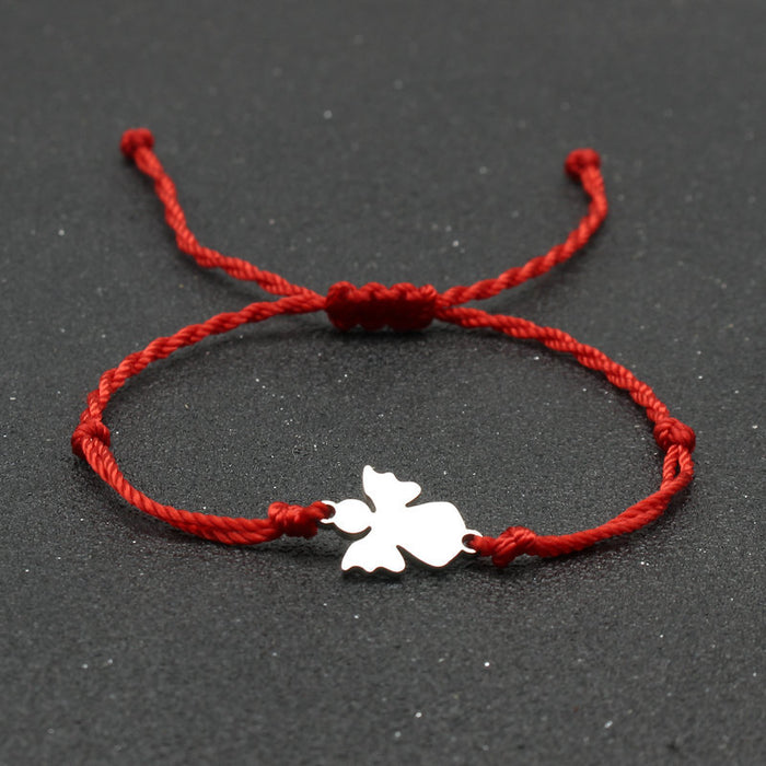 Wholesale Jewelry Stainless Steel Little Angel Bracelet Hand-woven Simple Adjustable Red Rope Bracelet Women's Hand Rope