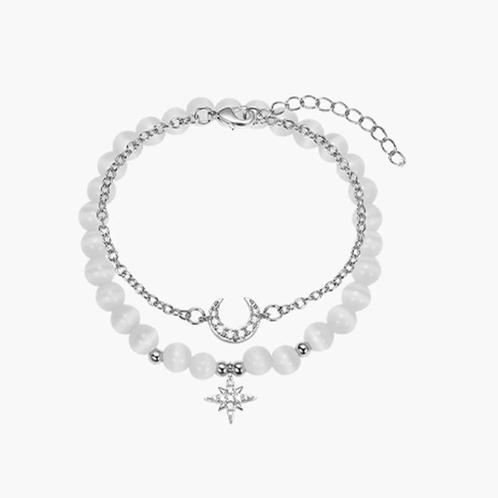 Wholesale Beaded bracelet with niche temperament and simple cat eye stone bracelet set