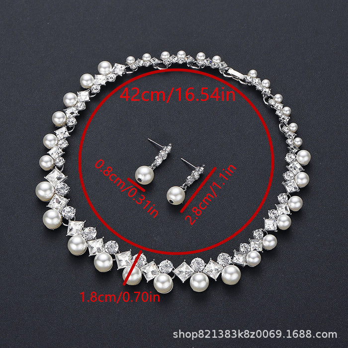Wholesale Pearl and gemstone necklace earring set