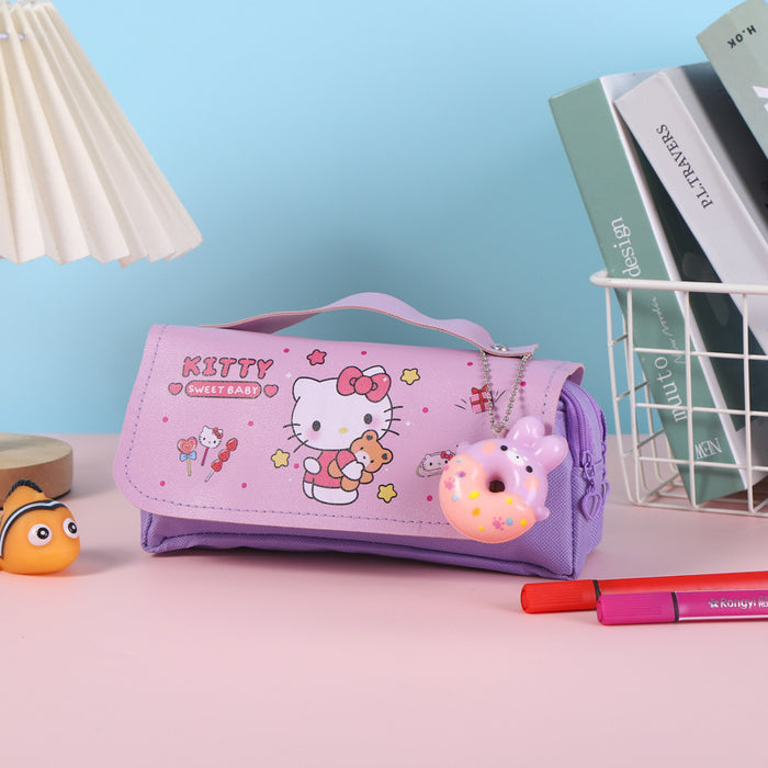 Wholesale Cartoon Cat Large Capacity Double-Layer Pencil Case