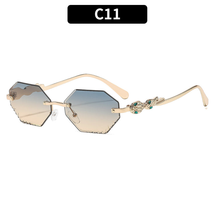 Wholesale Gold Rimless Octagonal Women' s Sunglasses - Fashion Accessory for Sun Protection and Daily Wear