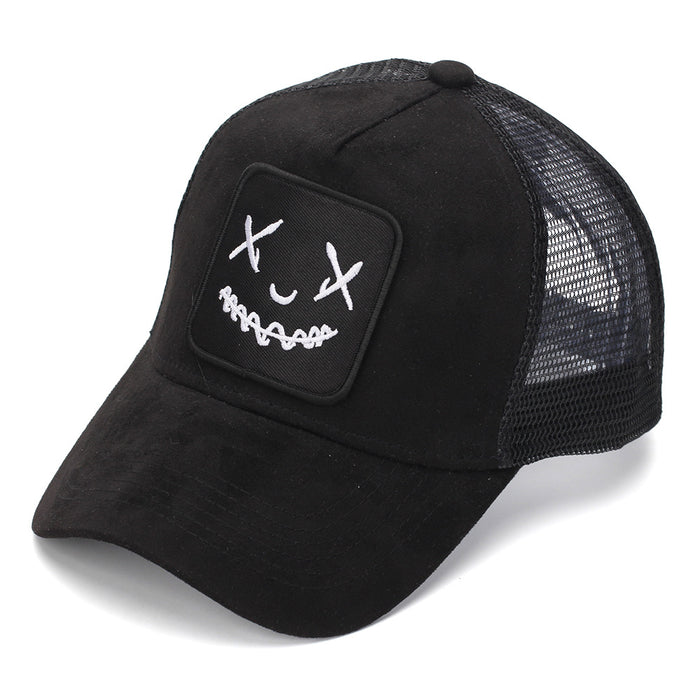 Wholesale Trendy Face Embroidered Mesh Baseball Cap Unisex Sun Hat
