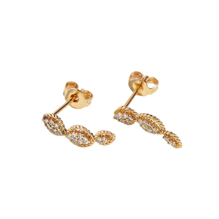 Wholesale Copper Gold Inlaid Zircon Water Drop Peanut Zircon Earrings JDC-ES-BaiTian013