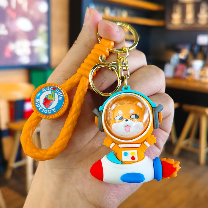 Wholesale Cartoon Space Rocket Animal 3D Doll Rubber Keychain JDC-KC-Tingm033