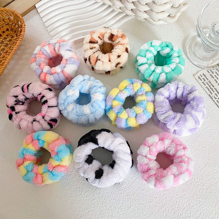 Wholesale Leopard Print Bow Striped Headband Wrist Strap Set Face Wash Mask Headband Flannel Hair Accessories