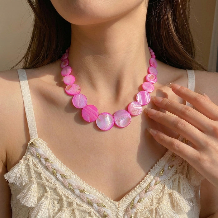 Wholesale Geometric Shell Pendant Necklace Summer Beach Style Layering Jewelry