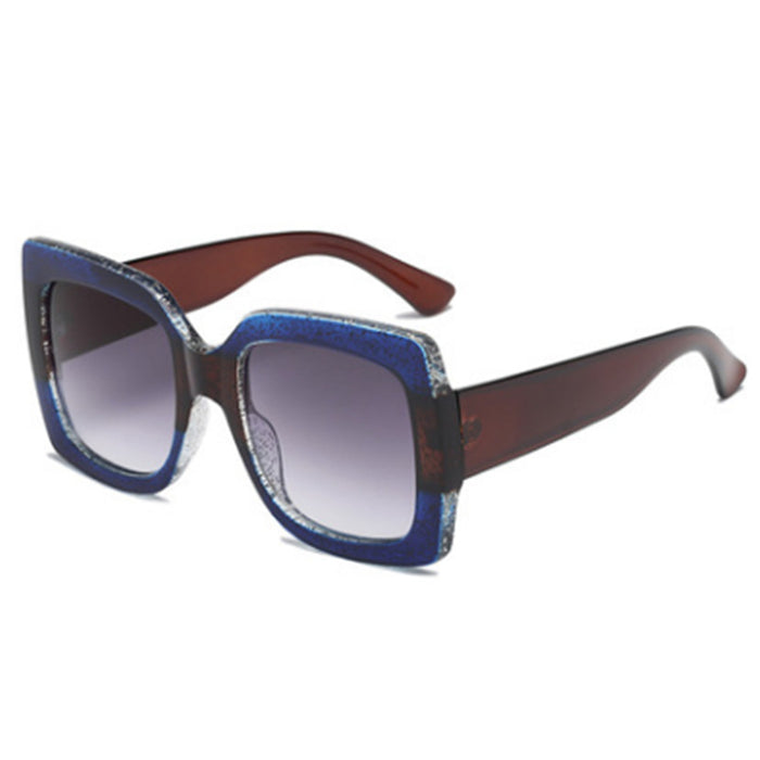 Wholesale Large-framed tricolor square crystal sunglasses