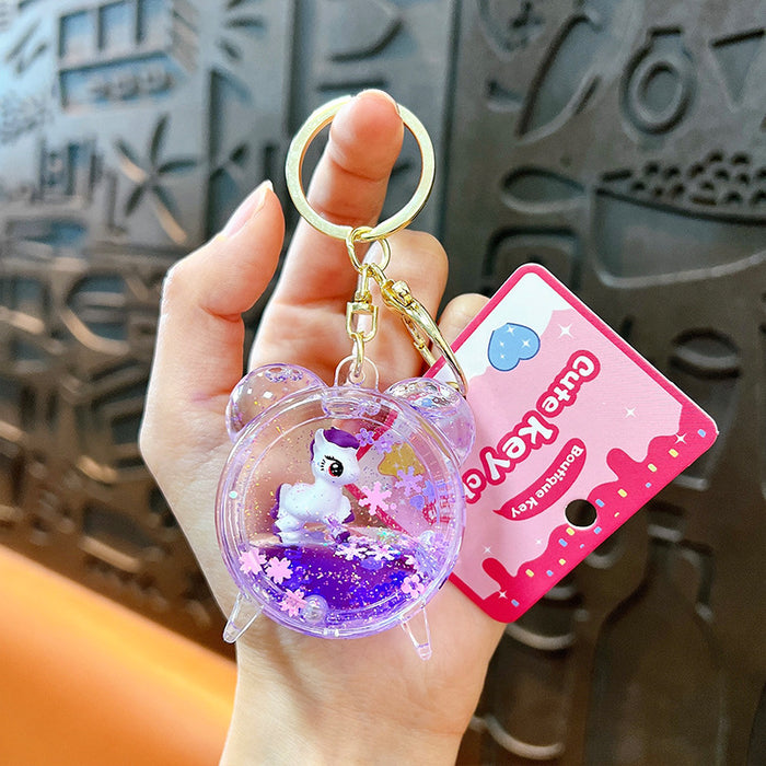 Wholesale Liquid-Filled Unicorn Quicksand Keychain