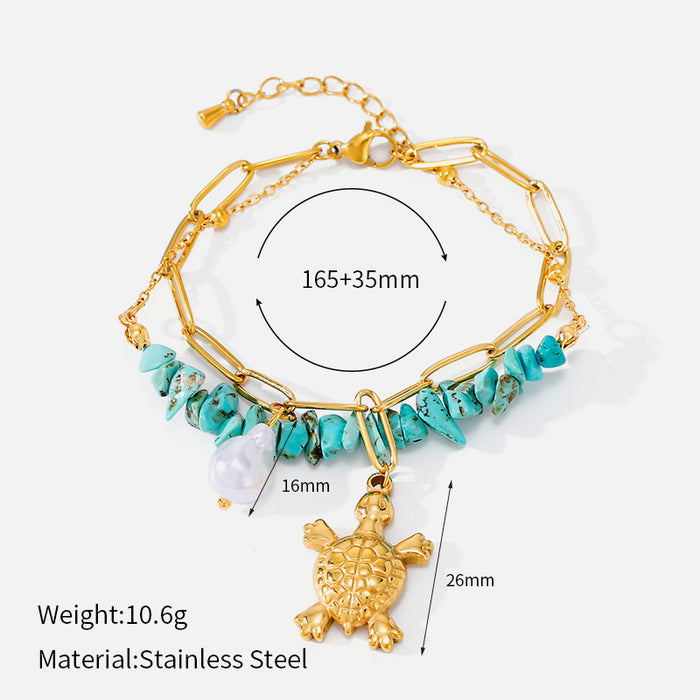 Wholesale Stainless Steel Turtle Design Bohemian Layered Bracelet