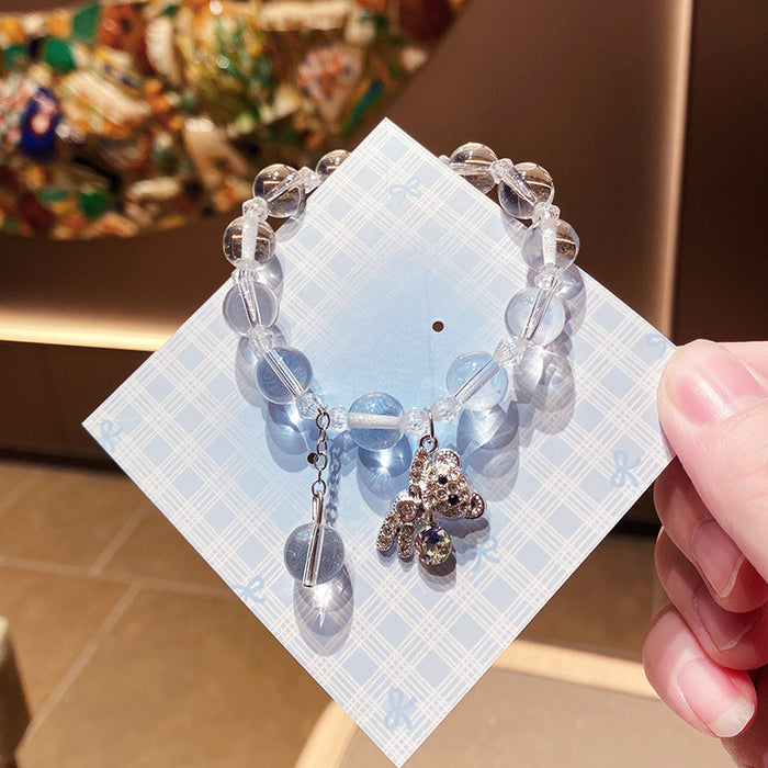 Wholesale Blue Diamond Studded Bear Bracelet Imitation Crystal Fashion Jewelry Accessory MOQ≥3