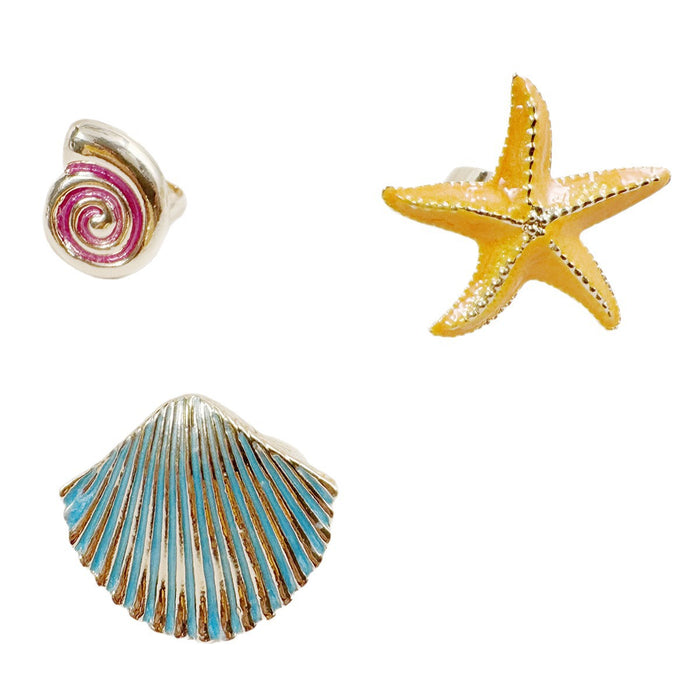 Wholesale Alloy Starfish Shell Ring Set Ocean Vacation Style Drip Oil Jewelry Boutique Resale MOQ≥5