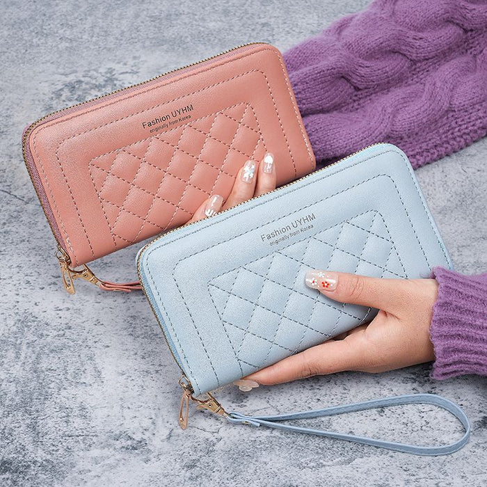 Wholesale Embroidery PU Leather Long Zipper Wallet Women' s Retro Clutch Fashion Accessory Gift Daily Use